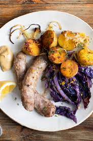 Sausages With Potatoes And Red Cabbage Recipe Recipe Red Cabbage Recipes Cabbage Recipes Full Meal Recipes