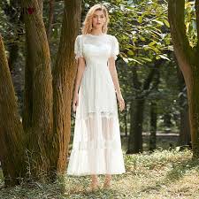 You can also choose from organza, tulle, and satin puff. White Puff Sleeve Wedding Dresses Ever Pretty Ep00469cr A Line O Neck Short Lace Bride Gowns For Wedding Party Vestidos 2020 Shopee Philippines