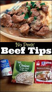 Beef roast with lipton onion soup mix and cream of 17. Preheat Oven To 300 Degrees Spray A 13x9 Casserole Dish With Pam Add Meat To The Pan In A Single Beef Tips And Gravy Stew Meat Recipes Beef Stew Meat Recipes