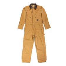 Mens Berne Deluxe Twill Insulated Coveralls Brown