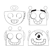 Images 12 Masques A Colorier Robot Party Robot Party Mask Party Robot Birthday Party