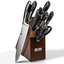 Your current knife block set, with imperfect blades, worn handles, and rust, is no longer fit for purpose, you might upgrade to one that ticks all boxes. Premium 8 Piece German High Carbon Stainless Steel Kitchen Knives Set With Rubber Wood Block Professio Knife Set Kitchen Kitchen Knives Best Kitchen Knife Set