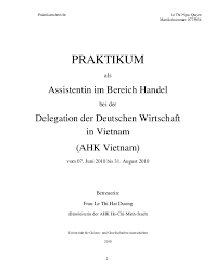 Wisst ihr vielleicht dinge die drauf. Praktikumsbericht Ahk Hcmc