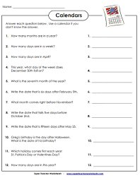 A single exercise is given on each worksheet. Calendar Math Worksheets