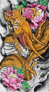 Black And Gold Dragon Tattoo The Golden Dragon Clark North Traditional Asian Tattoo Artwork Print Asian Tattoos Japanese Tattoo Golden Dragon Tattoo