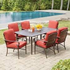 Hampton Bay Oak Cliff 7 Piece Metal Outdoor Dining Set Patio Dining Furniture Outdoor Patio Furniture Sets Patio Dining Set