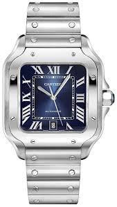 The original santos de cartier was created in 1904 for albert santos dumont, a pioneer in the field today's santos de cartier collection stays faithful to its iconic ancestor in terms of design, while also. Buy Cartier Santos Blue Dial Stainless Steel Men S Watch Wssa0013