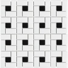 Black And White Porcelain Mosaic Tile Sail Porcelain Tile In Onyx White Porcelain Mosaic Tile Mosaic Flooring Porcelain Mosaic