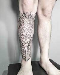 Geometric And Mandala Piece Inked On The Right Shin Geometric Shin Tattoo Shin Tattoo Leg Sleeve Tattoo