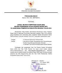 Untuk cpns 2019, formasi total yang dibuka di kemenhan sebanyak 552, yang terdiri dari: Jadwal Pelaksanaan Skd Pembagian Sesi Dan Tata Tertib Peserta Tes Cpns Kabupaten Sekadau 2019