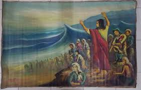 Musa dan umatnya terhenti tanpa tahu apa yang harus dilakukan. Lukisan Nabi Musa Membelah Laut Merah Karya Tatang Kandar 1977 Dekorasi Rumah 814829649