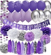 The beak boys birthday song. Amazon Com Purple Birthday Party Decorations Selena Party Decorations Purple White Silver Tissue Pom Pom Happy Birthday Banner Purple Silver Latex Balloons Circle Paper Garland For Purple Birthday Decorations Arts Crafts Sewing