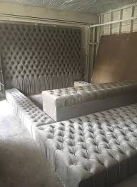 I would diy an upholstered ottoman for our living room. Diamond Tufted Oversized Bed With Storage Bench And Ottoman Etsy Custom Bed Tufted Storage Bench Tufted Bed