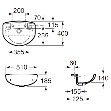 How big is the rectangle basin in caroma? Roca Laura Semi Recessed Basin W 510 X D 400mm 32739e000