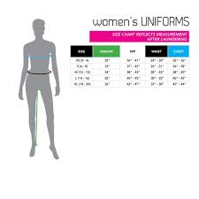 size chart womens uniforms century martial arts