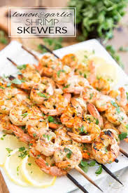 You should have 6 skewers, each with 3 shrimp and 4 chunks of pineapple. Lemon Garlic Shrimp Skewers The Healthy Foodie