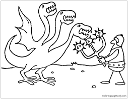 Dragon coloring sheets are a great tool to introduce your kids to this legendary creature. Knight Fights Three Headed Dragon Coloring Pages Dragon Coloring Pages Coloring Pages For Kids And Adults