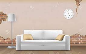 Check out our living room clipart selection for the very best in unique or custom, handmade pieces from our craft supplies & tools shops. White Sofa On Old Wall Background Shabby Cracked Plaster Interior Fragment Of The Room Realistic Vector Illustration Royalty Free Cliparts Vectors And Stock Illustration Image 95253554
