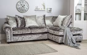 Marilyn Crushed Velvet Corner Sofa Silver Grey Living Room Decor Cozy Velvet Living Room Crushed Velvet Living Room