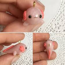 Good Morning Y All Here S A Rose Quartz Axolotl I Made A While Back Also Wanted To Say Thanks So Much Fo Polymer Clay Creations Cute Clay Polymer Clay Charms