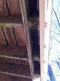 Also the horizontal slates on the side are pretty! How Should I Clean And Repaint A Painted Wooden Deck Home Improvement Stack Exchange