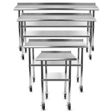 Stainless Steel Kitchen Restaurant Work Prep Table With Backsplash W 4 Casters Stainless Steel Kitchen Table Commercial Kitchen Prep Kitchen