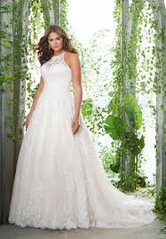 Morilee Plus Size Lace Wedding Dress With Sweetheart Neckline Halter Top And Scalloped Lace Tra In 2020 Ball Gowns Wedding Plus Wedding Dresses Bridal Wedding Dresses