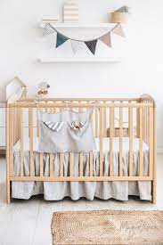 Linen Crib Skirt Baby Girl Nursery Bedding Baby Room Decor Girl Nursery Bedding