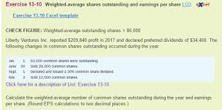 Solved Weighted Average Outstanding Shares 86 000 Liber Chegg Com