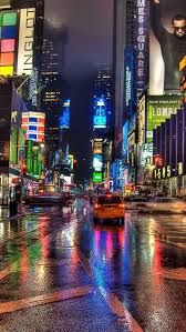 New York City Times Square At Night Loving The Reflection From The Wet Road Nyc Times Square City Wallpaper New York City