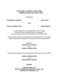It is the second highest court in the hierarchy below the federal court. The Court Of Appeal Of Malaysia Criminal Appeal No N 09 17 2005