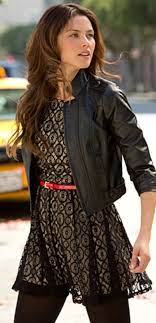 Cute Black Leather Jacket With Lace Black Dress And Some Black Tights With Black Boots Leather Jacket Dress Curvy Shirts Stylish Party Dresses