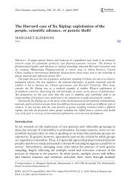 Pdf The Harvard Case Of Xu Xiping Exploitation Of The People Scientific Advance Or Genetic Theft
