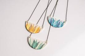 Leaves Ceramic Necklace Leaves Illustration Ceramic Jewelry Etsy