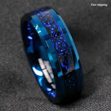 Our wide selection is elegible for free shipping . 8mm Blue Tungsten Carbide Ring Carbon Fibre Black Celtic Dragon Men S Atop Jewelry