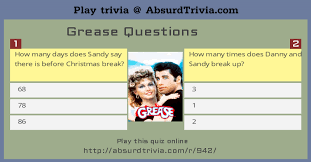 In the movie grease, what is sandy's last name? Trivia Quiz Grease Questions