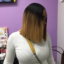 Black And Blonde Blunt Cut Bob Pin On Slayed Hair