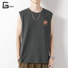 LIVE GREAT | Áo thun nam cổ tròn đơn giản kiểu Nhật cổ tròn không tay |  Lazada.vn