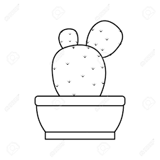 This clipart set includes the 8 x assorted outline cacti each clipart illustration is included have a look! Paddle Cactus In A Pot Icon Over White Background Black And White Royalty Free Cliparts Vectors And Stock Illustration Image 91091465