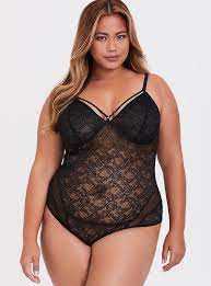 Dresses, tops, jeans, activewear, sweaters, jackets, maternity Plus Size Black Lace Mesh Strappy Bodysuit Torrid
