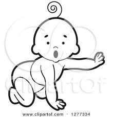 Baby clipart black and white. Clipart Of A Surprised Black And White Baby Face Royalty Free Vector Illustration By Lal Perera 1277340