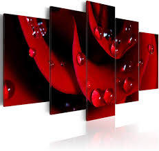 Some artists that like to have fun with the color red are, tracy flickinger, inna panasenko, karen bezuienhout, and yuko lau. Amazon Com 5 Pieces Red Rose Paintings Modern Flower Canvas Pictures Hd Photo Prints Home Decor Framed Floral Wall Art For Living Room Posters Prints