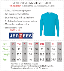 Jerzees Youth T Shirt Size Chart Coolmine Community School