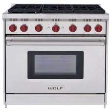 This is another incredibly precise and high quality from wolf that you cannot go wrong with. Wolf Gr366 36 Inch Pro Style Gas Range With 6 Dual Stacked Sealed Burners 5 5 Cu Ft Convection Oven Continuous Grates Infrared Broiler Red Control Knobs Island Trim And Star K Certified Natural Gas