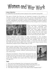 Causes of world war one (2) a worksheet giving detailed information on the causes of world war one. Women And The First World War Worksheet Ks3 Lesson Resource