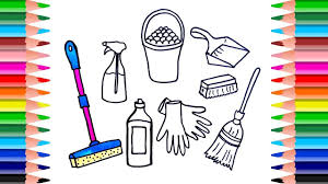 How To Draw Set Cleaning Tools For Kids Coloring Book Art Coloring Book Art Drawing Set Coloring Books