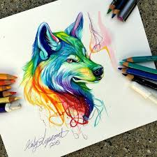 Browse Art Art Animal Drawings Watercolor Wolf Animal identification drawing and coloring page, printable wild animal and birds id pages featuring wild animals coloring pages.