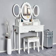 Maybe you would like to learn more about one of these? Dressing Table Stool Bedroom Furniture White Mirror Makeup Table In Mdf With 7 Drawers And 3 Oval Rotatable Mirrors Stable Feet Buy At The Price Of 142 58 In Aliexpress Com Imall Com