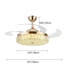Find out the best ceiling fan with lights for your home or office. Ceiling Fans With Light 42 Inch Retractable Ceiling Fan Light Crystal Invisible Chandelier Fan With Remote Control Dimming Led Light Ceiling Fan Color Gold Buy Online At Best Price In Uae
