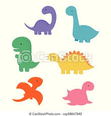 We all know about cartoon dog and cartoon cat but. Set With Cartoon Dinosaurs Funny Dinosaur Cartoon Group Fashion For The Baby Cute Dinosaur Card For Any Design Canstock